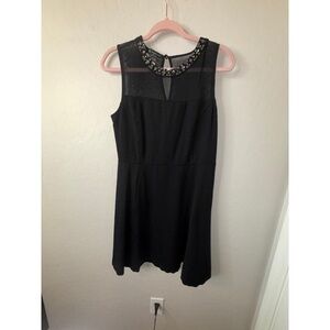 INC Dress Womens L Black Sleeveless Beaded Mesh Keyhole Chic Cocktail Evening